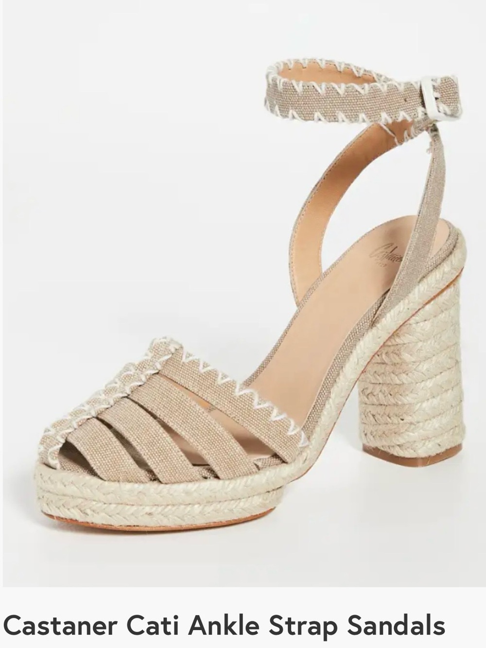 Castañer Leather & Jute Espadrille Block Heel Sandals Neutral Boho EUC Size 9